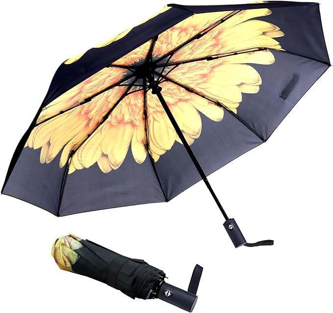 NPCQUN Travel Essentials Umbrella Windproof Compact Collapsible Light, Automatic, Strong and Portable, Wind Resistant Folding Small Umbrella for Rain