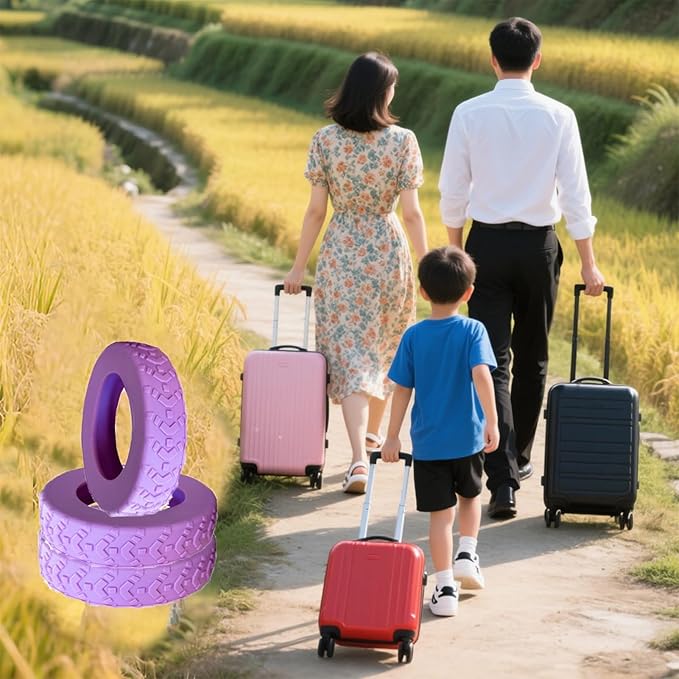 16-Pack Luggage Wheel Covers, Luggage Wheel Protector Covers for 2-2.4 inches Wheels Suitcases，Anti-Scratch & Noise Reduction Design, Silicone MaterialDurable Travel Case Accessories(16, Purple).