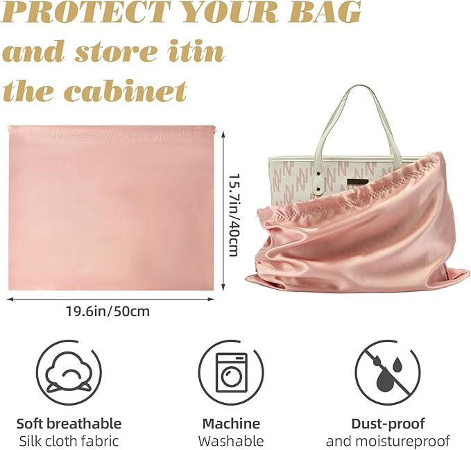 3 Pack Dust Bags for Purses and Handbags，Silk Purse Dust Bags for Storage， With Drawstring Large Dust Bags for Handbag， Dust Covers for Purse Shoes Boots