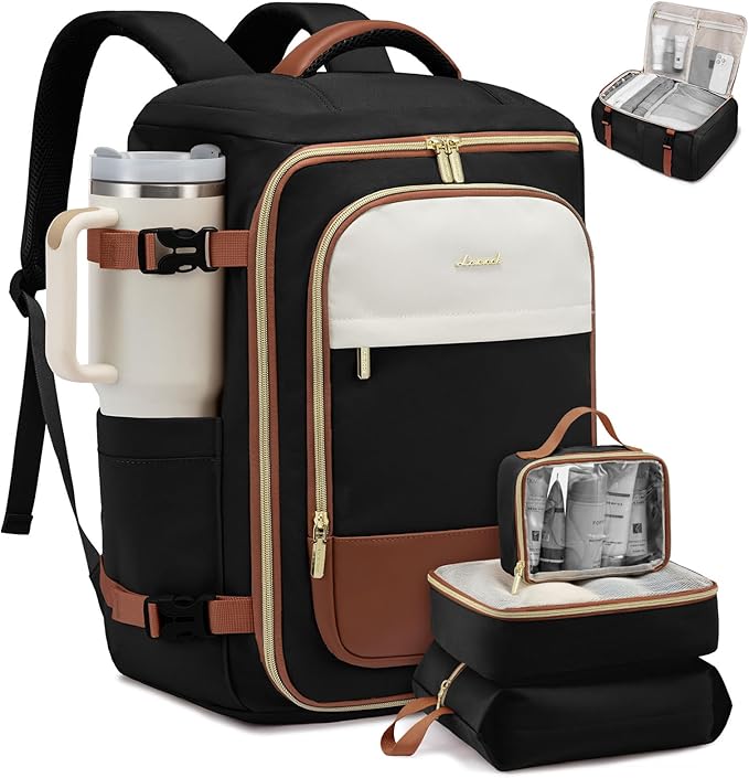 LOVEVOOK 50L Travel Backpack for Women, TSA Approved Carry On Backpack with 3 Packing Cubes, Personal Item Bag Fits 17" Laptop, Water-resistant Carry On Bag for Airplanes