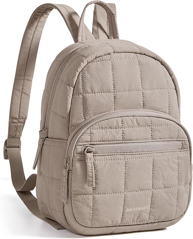 BAGSMART College Laptop Backpack, Mini Backpack for Women, Lightweight Small Backpack Purse, Bookbag for Work College, Water Resistant, Camel