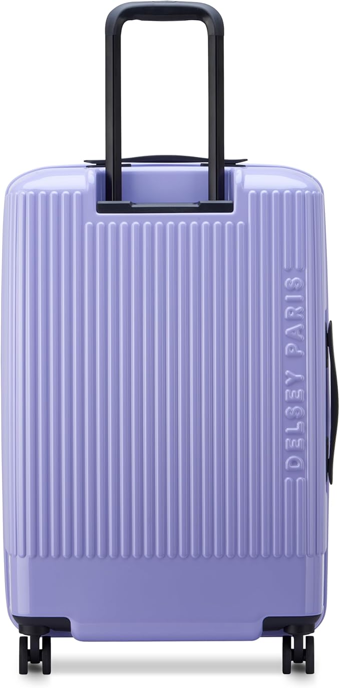 florence by mills Spin Me Away Hardside Expandable Luggage with Spinner Wheels, Lavender, Checked-Medium 24 Inch