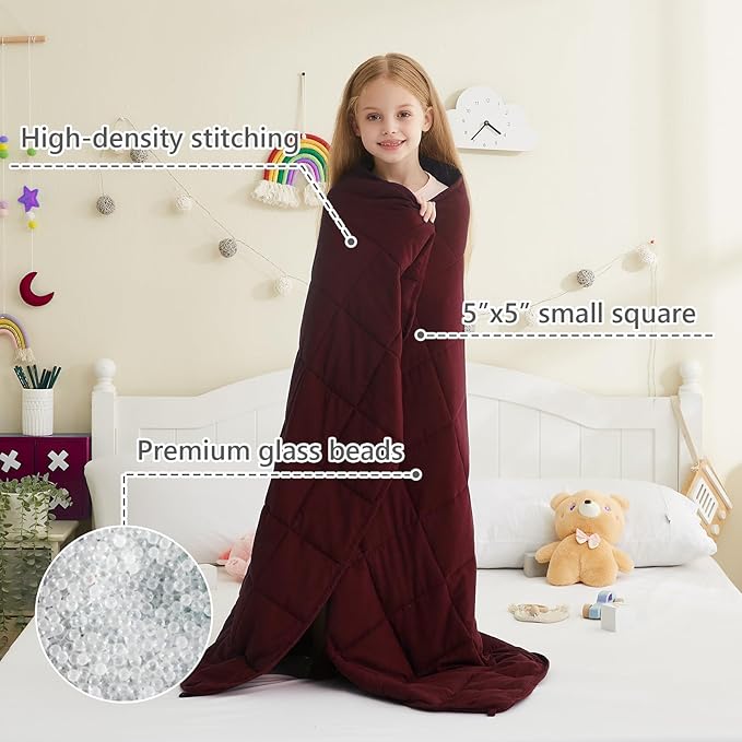 L'AGRATY Weighted Blanket - 36"x48" 5lbs Cooling Breathable Heavy Blankets Microfiber Material with Glass Beads for Adult All-Season Summer Fall Winter Soft Thick Comfort