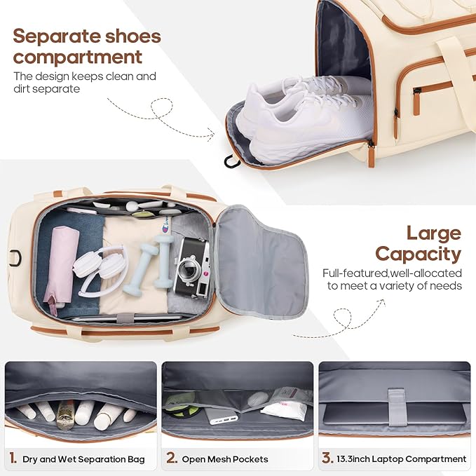 Luggage Sets 5 Piece, Carry On Luggage 20In With Spinner Wheels, Hardside Suitcase Set with TSA Lock,Durable Checked Large Suitcase With Travel Backpack for Men- 20in/24in/28in (Beige, 5 piece set)