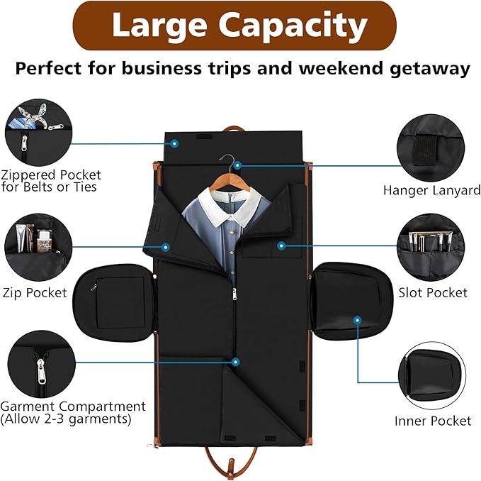 Convertible 2-in-1 Garment Bags for Travel, 50L Carry On Garment Duffle Bag With Shoe Compartment Large Weekender Bag for Women Men Hanging Suitcase Suit Travel Duffel Overnight Bags 4pcs Set