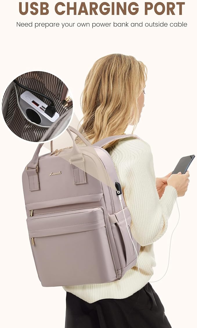 LOVEVOOK Laptop Backpack for Women 15.6 Inch Laptop Bag with USB Port, Fashion Waterproof Backpacks Teacher Nurse Stylish Travel Bags Vintage Daypacks for College Work