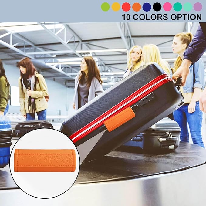Luggage Handle Wrap 5 Pack-Leather Luggage Handle Wraps for Suitcase/Handbag/Duffel Bag/Car Bright Luggage Identfier/Handle Covers/Grips Luggage Accessories for Travel 3.0 (Orange)