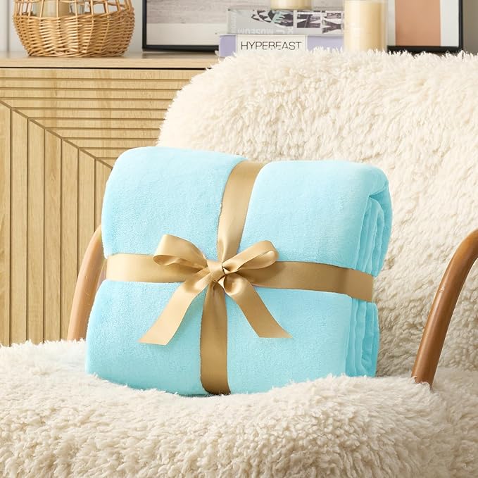 Hansleep Fleece Robin Egg Blue Throw XL Blanket, Super Soft Flannel Fuzzy Plush Cozy Blanket for All Seasons, Robin Egg Blue, Throw XL 50x70 Inches