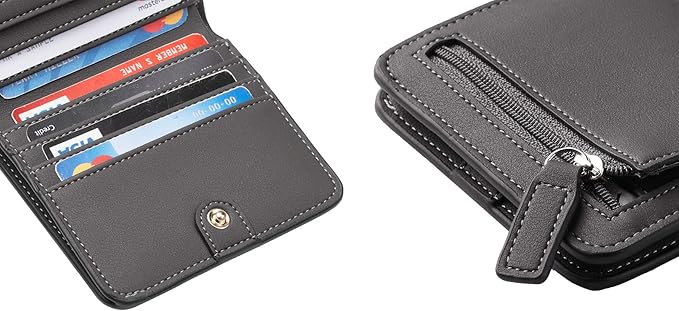 Toughergun Women’s Small Slim Leather Wallet with RFID Protection, Compact Bifold Mini Purse with Clear ID Window