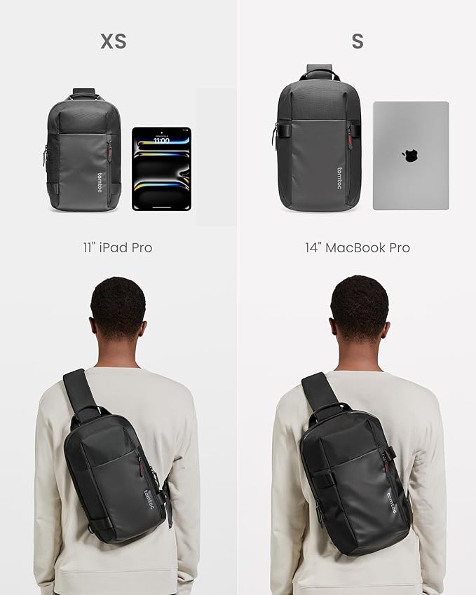 tomtoc 7L Sling Backpack Crossbody Bag for Men Women, EDC Daypack Chest Shoulder bag for 14-inch MacBook Pro M5 Pro/Max, 13" MacBook Air/Neo, 13" iPad Air M4/Pro M5, Organized, Daily Use, Work, Travel