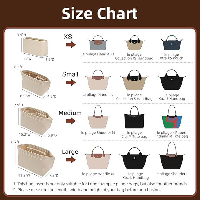 Doxo Longchamp Purse Organizer Insert Large Compatible with Le Pliage L Handbags Tote(Large,Beige)