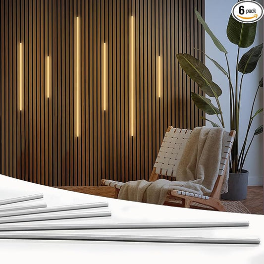 HAMRVL LED Recessed Lighting for Wall Panels, 6PCS Warm White Wall Panel Lights with Touch Switch, Dimmable Self-Adhesive 3000K Slat Wall Lights Strip for Living Rooms, Bedrooms, Kitchen Cabinets