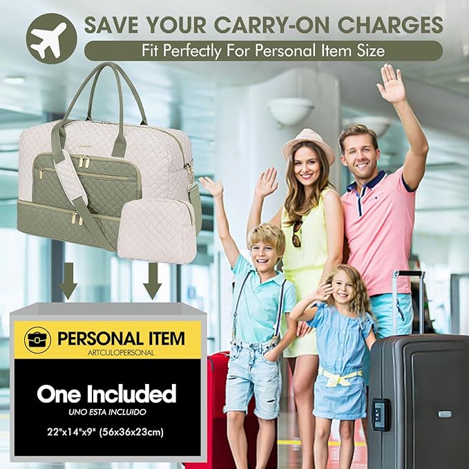 Travel Duffle Bag Weekender for Women - Carry-On Overnight Bag Personal Item Bag with Shoe Compartment & Wet Pocket Large Weekend Tote Bags with Toiletry Bag Hospital Bags for Labor and Delivery