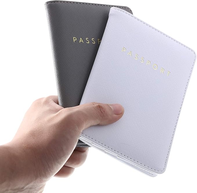 2 Pcs Passport Cover Holder for Travel Waterproof Leather Passport Wallet Case Book Travel Cruise Essentials for Women Men | 2 Pieces, Bridal, Holder, Waterproof, Holder Covers, Travel Wallet