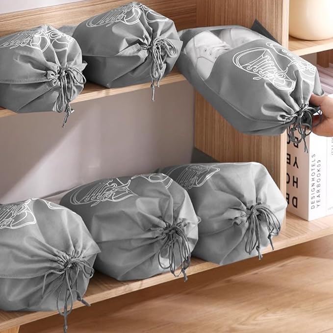 Shoe Bags for Travel, 10 Pcs Travel Shoe Bag Travel Bags Covers for Traveling Packing, Travel Shoe Bags for Storage for Packing in Suitcase (Large, Medium)