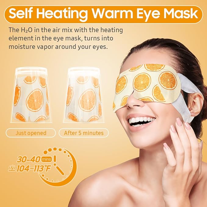 Steam Eye Mask, 10Packs Heated Eye Mask, Self Heating Disposable SPA Warm Compress for Eyes Sleep Mask, Travel Essentials & Relaxation Gifts, Valentine's Day Gifts (Orange Scent)