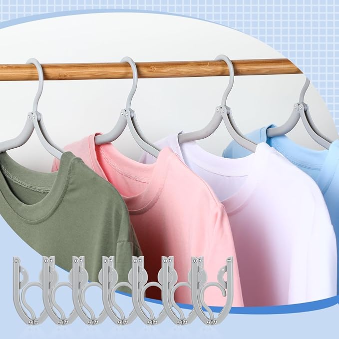 Sieral 40 Pcs Foldable Travel Hangers Plastic Portable Folding Clothes Hangers Cruise Ship Essentials for Travel Cruises Suitcase Dormitory School Hotel Women Laundry Coat Bag Drying (Gray)