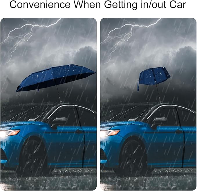 TradMall Travel Umbrella, 42/45 Inches Double Vented Canopy Windproof Automatic Strong Compact Folding Umbrellas for Rain Women and Men