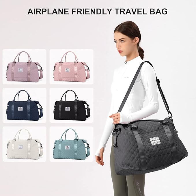 HYC00 Travel Duffel Bag,Carry-on Overnight Weekender Bags for Women,Sports Tote Gym Bag with Wet Pocket