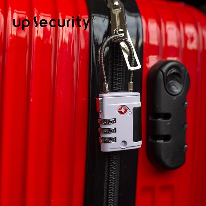 Combo TSA Locks for Luggage, Locker, Suitcase, Luggage Locks TSA Approved, Small Combination Padlock with Cable for Gym Locker, Gun Case, Backpack Bag Zipper, Storage Box, Travel Safe