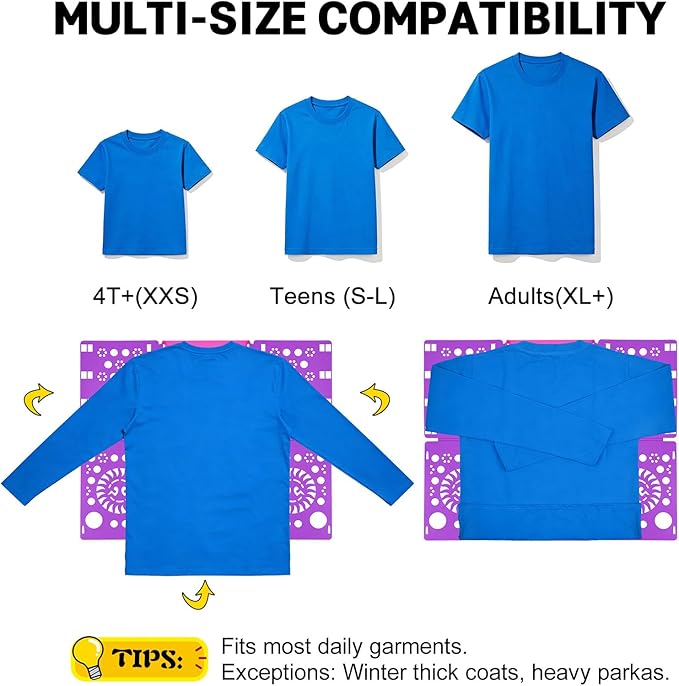 BoxLegend Version 3 Shirt Folding Board t Shirts Clothes Folder Durable Plastic Laundry folders Folding Boards Helper Tool for Adults and Children (Purple)