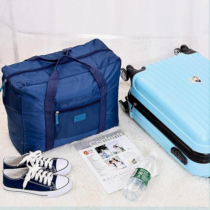 Travel Duffel Bag Lightweight Foldable Travel Bag for Women and Men Waterproof Tote Carry On Luggage Bag Weekender Overnight Bag (Blue)