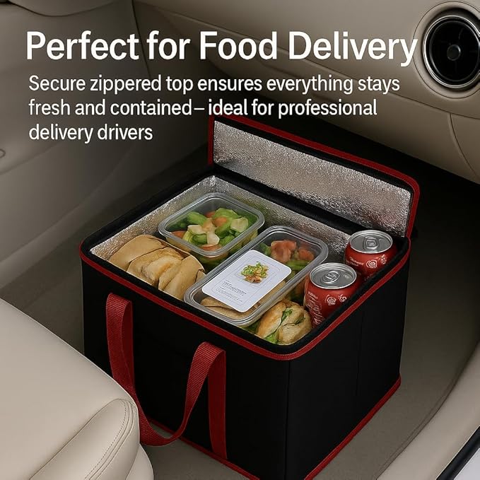 musbus 2Pk Trunk Organizer for Car Insulated Reusable Grocery Bags, Collapsible Cooler Bag for Groceries, Heavy Duty Large Insulated Bag (Large, Charcoal Black)