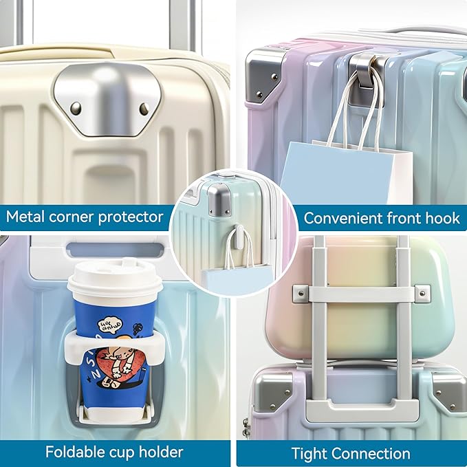 Carry On Luggage with Spinner Wheels,PC Hard Shell Suitcase with USB Port,Lightweight Travel Luggage Airline Approved for Men Women,White,3-Piece Set (14/20/24)