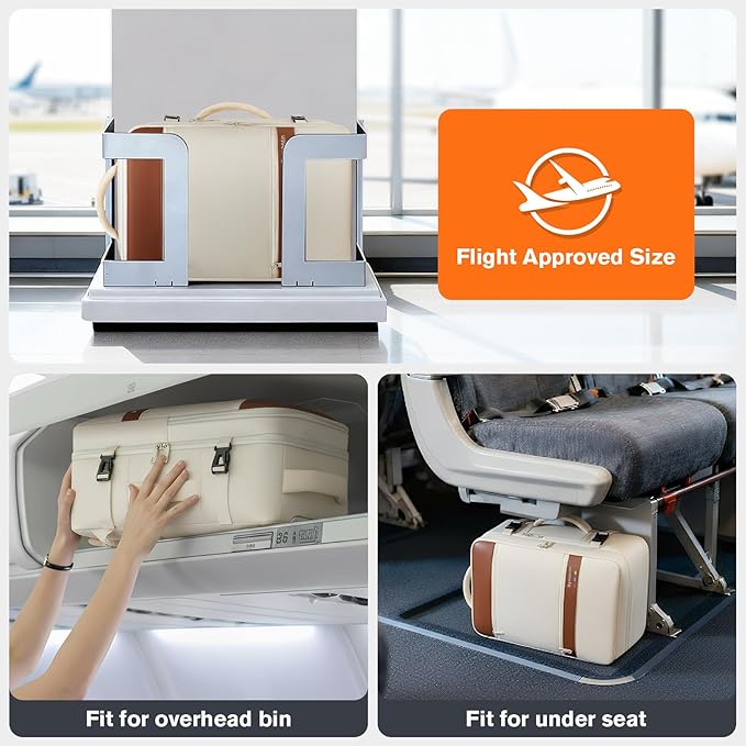 Smart Suitcase-style Laptop Backpack, 25L / 35L Practical Travel Bag for Work, Leisure & Flight, Luggage-Style Commuter Pack (Beige, 25L)