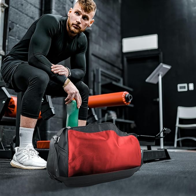 C&F BOGMOST Small Travel Duffel Bag Foldable Waterproof Gym Bag for Gym Beach Swim Bag Men Women Duffle Bags Lightweight Oxford Cloth Sports Bags -Red