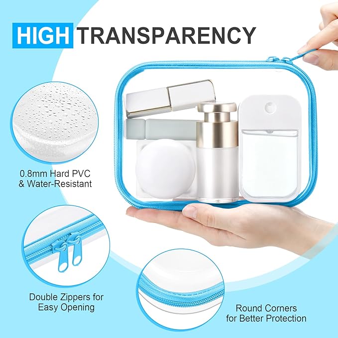 Sanwuta 6 Pcs Clear Hard Zipper Case Plastic Zipper Pouches Transparent Makeup Bag Pencil Case Pouches Toiletry Diaper Bag for Travel Toy Storage Organizer Bins(Colorful,7.09 x 5.12 x 2 Inch)
