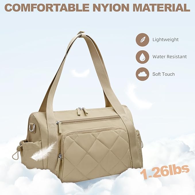 Gym Bag for Women, Duffle Weekender Bags for Travel, Lightweight Weekender Tote with Wet Pocket for Sports, Workout and Dance Khaki