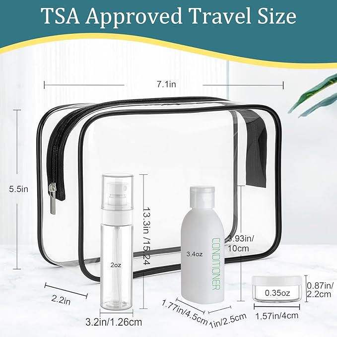 Cosywell Travel Bottles for Toiletries 9PCS Shampoo Bottles TSA Approved Toiletry Bottle Leakproof Plastic Cream Jars Refillable Cream Lotion Travel Essential Toiletrie(White)