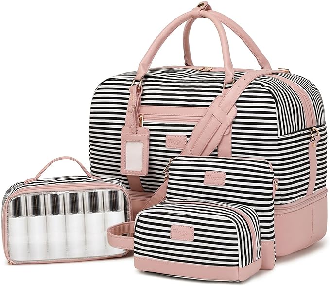 Wogarl Weekender Bags for Women Large Overnight Bag Weekend Travel Duffel Bag Carry on Shoulder with Shoe Compartment Toiletry Bag for Travel Business Gym