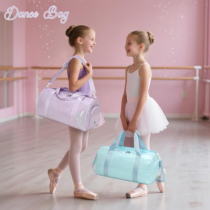 BTOOP Duffle Bag for Girls Kids Gym Sports Women Workout Travel Bag Weekender with Shoe Compartment and Wet Pocket (Purple)