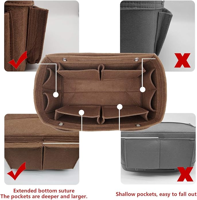LEXSION Felt Purse Organizer Insert - Multi Pocket Bag in Bag Organizer Shaper