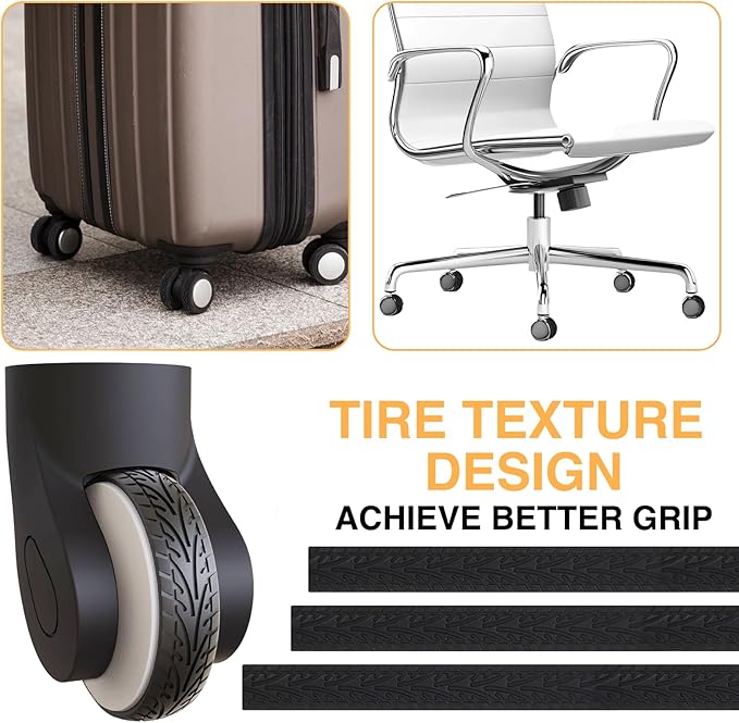 8 Pcs Silicone Luggage Wheel Covers for Rolling Suitcases, Cuttable Luggage Wheel Protector Silent Noise Reduction Shock