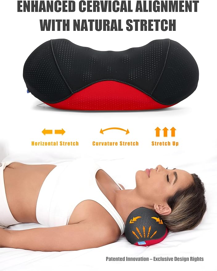 Bespilow Cervical Neck Pillow for Pain Relief, Dual-Layer Memory Foam Orthopedic Contour Pillow for Office,Travel, Ergonomic Neck Support for Back Sleepers,Cooling Breathable Case (US Design Patented)