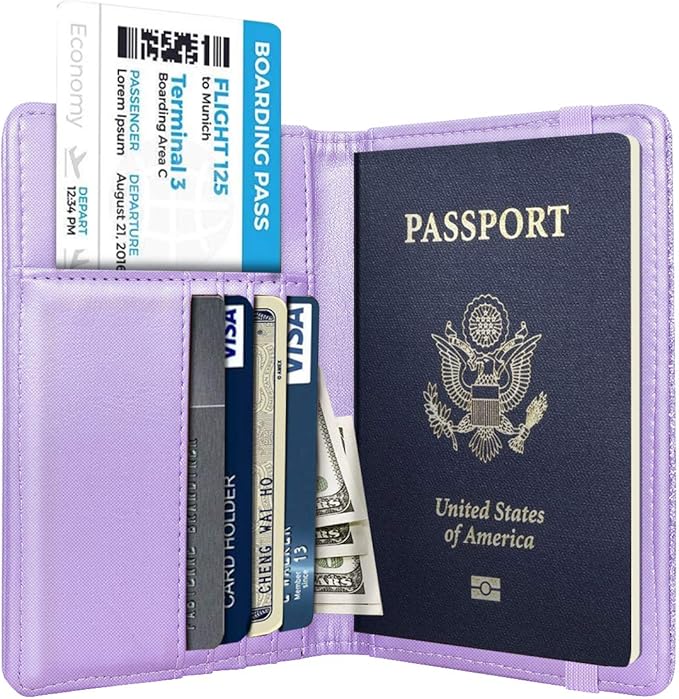Passport Holder Cover,Traveling Passport Case Glitter Cute Passport Wallet for Women Purple