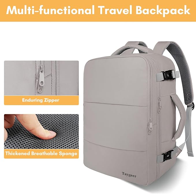 Taygeer Laptop Backpack Purse for Women, Backpack for College Essentials with 15.6inch Laptop Compartment, Travel Bag Airline Approved CarryOn Work Bag for Nursing Doctor Business Travel, Brown