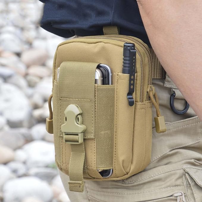 Tactical Molle Pouch, Universal EDC Waist Bag Belt Pouches, Outdoor Belt Bags Gear Tool Gadget Pocket with Cell Phone Holster