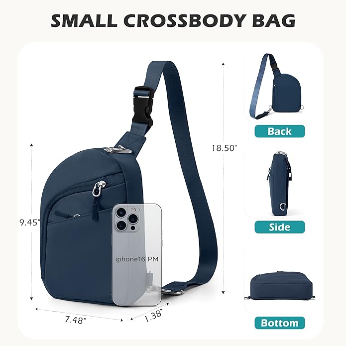 TOPEAST Anti Theft Crossbody Bags for Women Men, Small Sling Crossbody Bag Travel Purse Shoulder Wallet with RFID Blocking