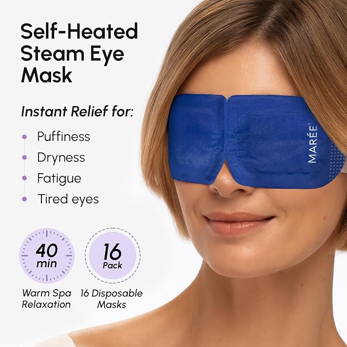 MAREE Heated Eye Masks for Dry Eyes – Steam Eye Mask Disposable – Lavender Self Heating Eye Mask for Puffy Eye – Facial Steamer Alternative for Relaxation – Warm Compress for Eyes – Spa Gift for Women