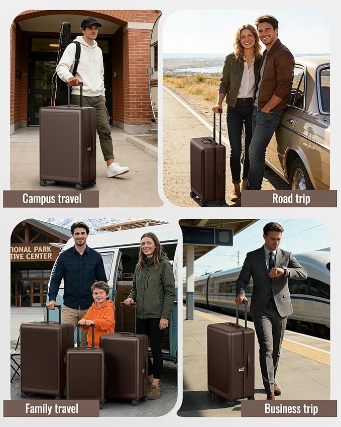 Joyway Luggage Sets 3 Piece with Spinner Wheels, Carry On Luggage 20In with ABS+PC Hardshell, Lightweight Suitcase Set with TSA Lock and Pressure-resistant Frame, 20/24/28 Inch, Coffee