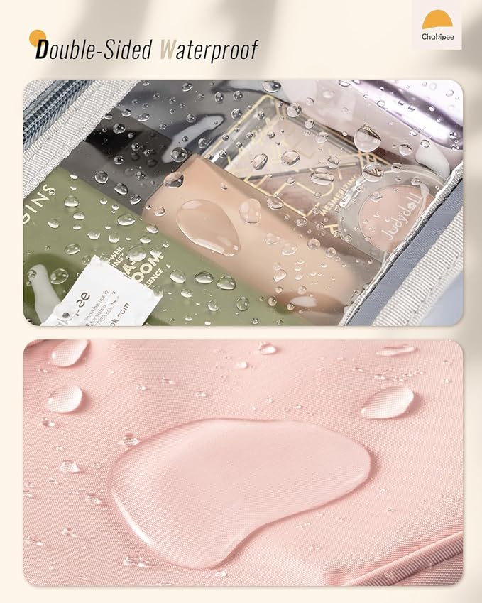 Travel Hanging Toiletry Bag for Women - Waterproof Cosmetic Organizer with Clear Window, Lightweight Bathroom Bags for Essentials, Makeup, Shampoo, Toiletries Pink, Medium