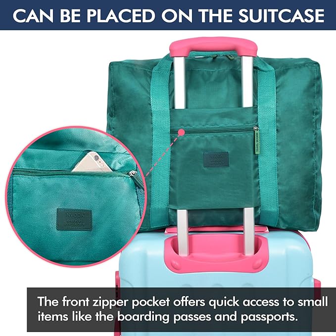 Travel Duffel Bag Lightweight Foldable Travel Bag for Women and Men Waterproof Tote Carry On Luggage Weekender Overnight Bag (Green)