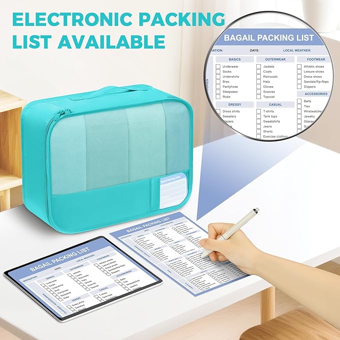 BAGAIL 9 Set Packing Cubes with Packing List Luggage Packing Organizers for Travel Accessories