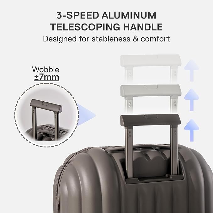 artrips Carry On Luggage 20 Inch for Business Travel & Short Trips, Italian-Inspired Lightweight Hard Shell Suitcase, German PC Matte Shell, Airline Approved, TSA Lock, Grey