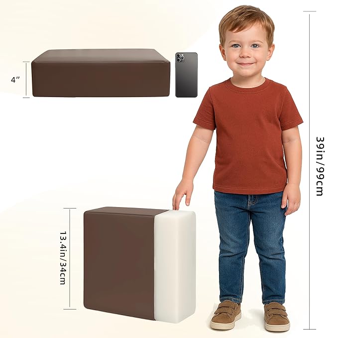 Toddler Booster Seat Dining Table Kitchen Chair, Waterproof Anti-Scratch PU Cushion, Non-Slip Bottom, Adjustable Buckle Straps, Easy Clean Portable Seat Cushion (Dark Brown)