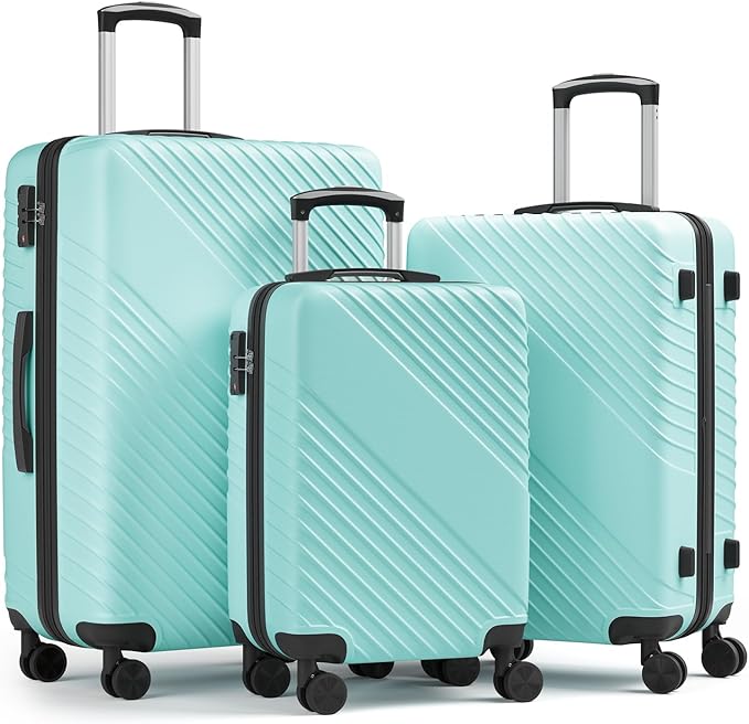 Luggage Sets 3 Piece, ABS Hardside Suitcase Set (20/24/28) with Spinner Wheels, TSA Security Lock, Airline-Approved Carry-On & Lightweight Large Checked Luggage for Business, Travel, Family Vacations